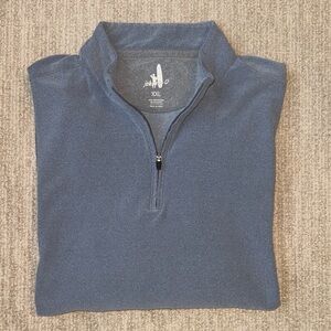 Johnnie O Mens XXL Chambray Blue Quarter Zip Polyester Performance Pullover